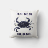航海のなビーチのカニ白い海軍装飾用クッション クッション (正面)