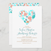 航海のなビーチのハート-海の宝物結婚 招待状 (正面/裏面)