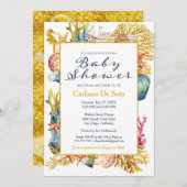 航海のなビーチの貝殻のベビーシャワーの招待状 招待状 (正面/裏面)