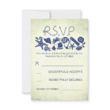 航海のなビーチ結婚式RSVPカード