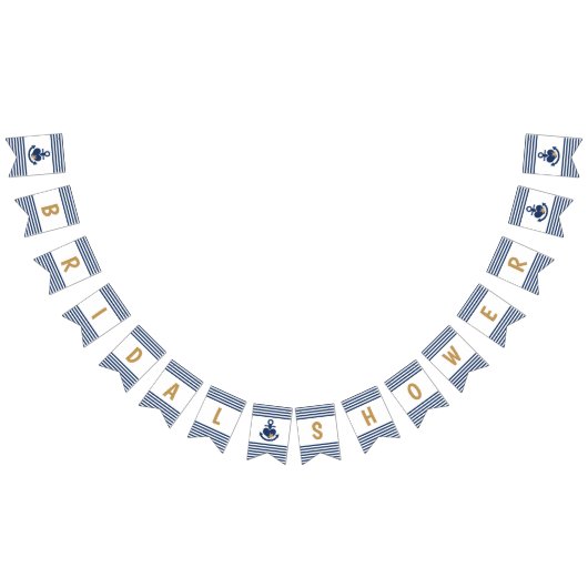 航海のなブライダルシャワーの旗の海軍及び金ゴールド バンティングフラッグ (全)