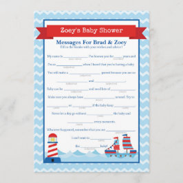 航海のなベビーシャワーがある親のためのメッセージ 招待状