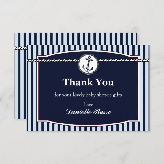 航海のなベビーシャワーのサンキューカード サンキューカード (正面/裏面)