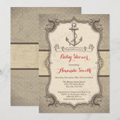 航海のなベビーシャワーの招待状のヴィンテージのレトロ 招待状 (正面/裏面)