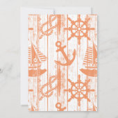 航海のなベビーシャワーの招待状、男の子の青いオレンジ 招待状 (裏面)