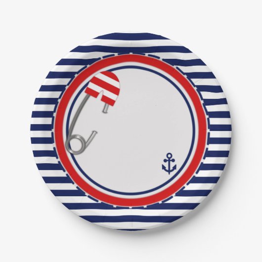 航海のなベビーシャワーの紙皿 ペーパープレート (正面)