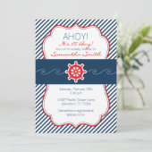 航海のなベビーシャワー招待状海軍青及び赤 招待状 (スタンド正面)
