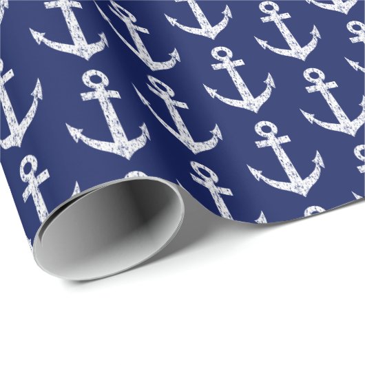 航海のなボートのいかりのプリントのクリスマスの休日 ラッピングペーパー (ロールコーナー)