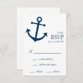 航海のなボートのいかりRSVPカード(濃紺) 出欠カード (正面/裏面)