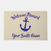 航海のなボートの名前のいかりの歓迎 ドアマット (正面)