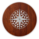 航海のなマホガニーの穀物のプリントのクロムコンパス セラミックノブ (正面)