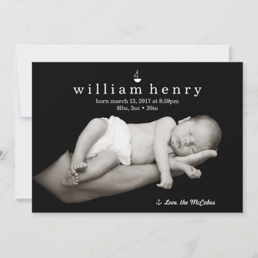 航海のなヨットおよびいかりの誕生の発表 案内状 (正面)