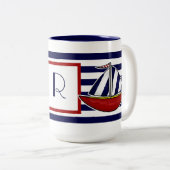 航海のなヨットのコーヒー・マグ ツートーンマグカップ (正面右)