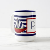 航海のなヨットのコーヒー・マグ ツートーンマグカップ (正面左)