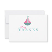 航海のなヨットの女の子のベビーシャワーの平たい箱は感謝していしています