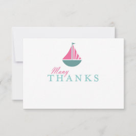 航海のなヨットの女の子のベビーシャワーの平たい箱は感謝していしています サンキューカード