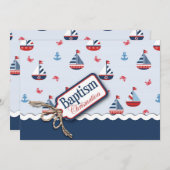 航海のなヨットの洗礼 招待状 (正面/裏面)