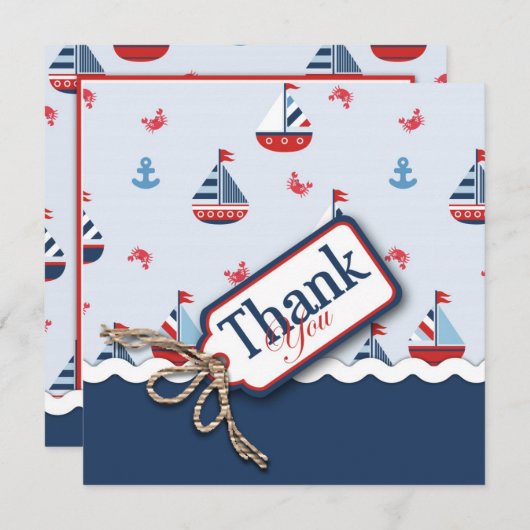 航海のなヨットは感謝していしています サンキューカード (正面/裏面)