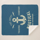 航海のなレトロのロゴ シェルパブランケット (正面(横))