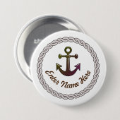 航海のなロープおよびいかりの名前をカスタムするのバッジ 缶バッジ (正面&裏面)