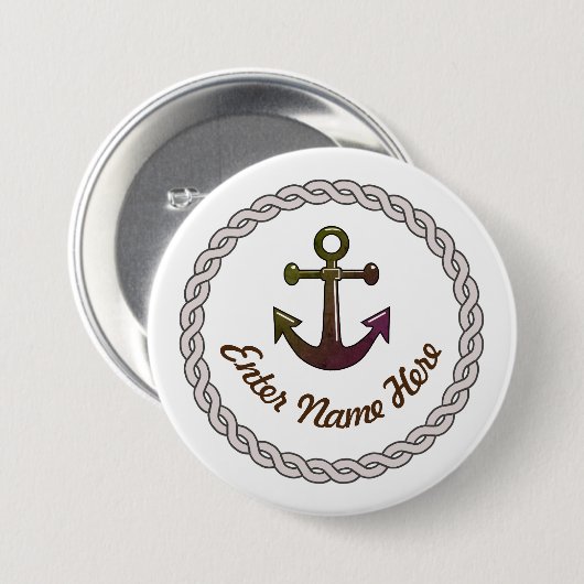 航海のなロープおよびいかりの名前をカスタムするのバッジ 缶バッジ (正面&裏面)