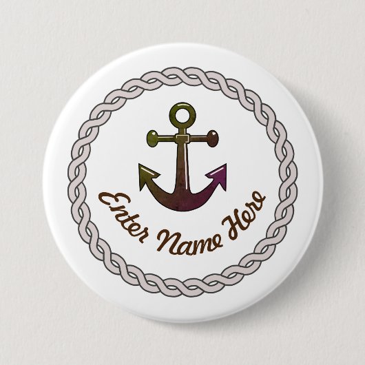 航海のなロープおよびいかりの名前をカスタムするのバッジ 缶バッジ (正面)
