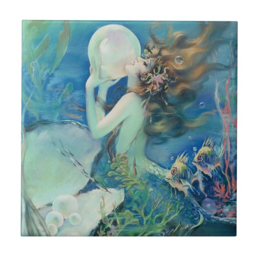 航海のなヴィンテージの人魚wの真珠の航海のな海 タイル (正面)