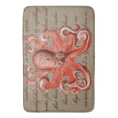 航海のなヴィンテージの海の創造物のピンクのタコ バスマット (正面縦)