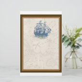 航海のなヴィンテージの船の宝物地図の文房具 便箋 (スタンド正面)