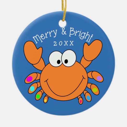 航海のな休日のかわいいカニのクリスマスオーナメント セラミックオーナメント (正面)
