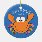 航海のな休日のかわいいカニのクリスマスオーナメント セラミックオーナメント (裏面)