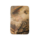 航海のな地図の八分儀、コンパスおよび望遠鏡 バスマット (正面縦)