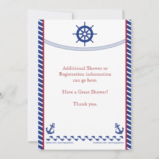 航海のな対の男の赤ちゃんは招待状を振りかけます 招待状 (裏面)