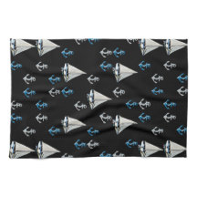 航海のな帆ボートおよびいかりの台所タオル