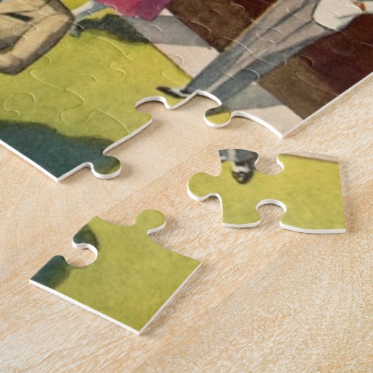 航海のな帆モーターボートのヴィンテージのアンティーク ジグソーパズル (側面)