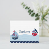 航海のな帆遠くになヨットはメッセージカード感謝していしています サンキューカード (スタンド正面)