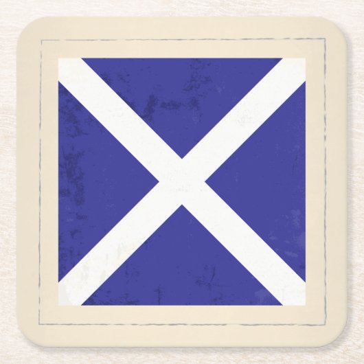 航海のな手紙"M"のシグナルフラグ スクエアペーパーコースター (正面)
