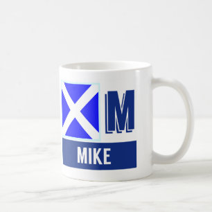 航海のな旗のアルファベット"M"マイク コーヒーマグカップ