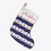 航海のな星条旗パターン|はあなたの名前を加えます スモールクリスマスストッキング (正面 (吊り時))