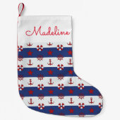 航海のな星条旗パターン|はあなたの名前を加えます スモールクリスマスストッキング (正面)