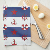 航海のな星条旗パターン キッチンタオル (四つ折り)