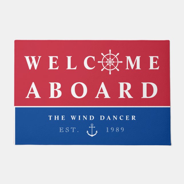 航海のな歓迎は一流のボートを加えます ドアマット (正面)