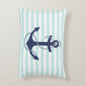 航海のな水及び白のストライプの濃紺のいかり アクセントクッション (裏面(縦))