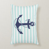 航海のな水及び白のストライプの濃紺のいかり アクセントクッション (正面(垂直))