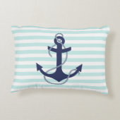 航海のな水及び白のストライプの濃紺のいかり アクセントクッション (裏面)