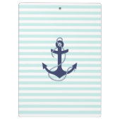 航海のな水及び白のストライプの濃紺のいかり クリップボード (裏面)