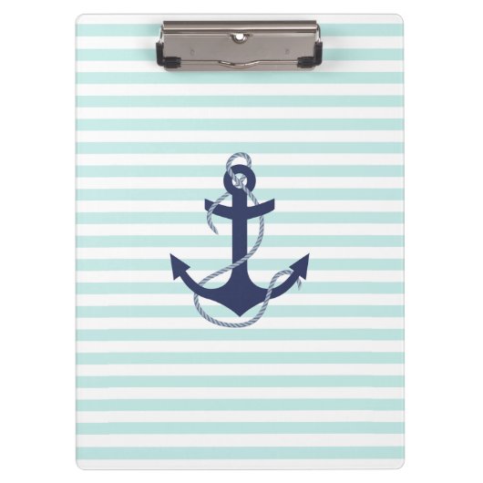 航海のな水及び白のストライプの濃紺のいかり クリップボード (正面)