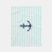 航海のな水及び白のストライプの濃紺のいかり フリースブランケット (正面)