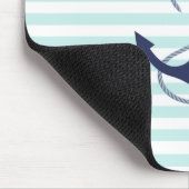 航海のな水及び白のストライプの濃紺のいかり マウスパッド (コーナー)