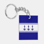 航海のな沿岸青緑のいかりのストライプ キーホルダー (正面左)